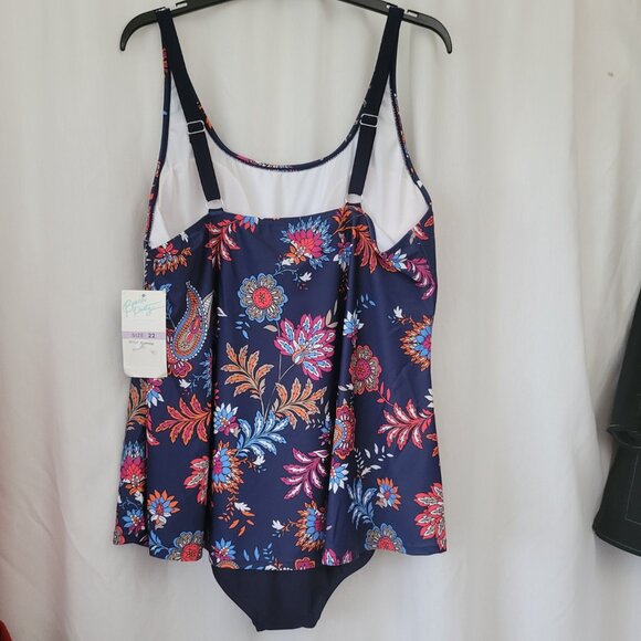 NWT Bathing Suit Beach Party Swimwear Size 22 Plus Floral One Piece adjustable - Picture 2 of 13